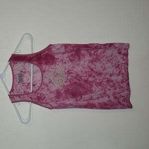 ATHLETA Pink Tank Top Tie Dye with Golden Swirl Decal Size Medium
